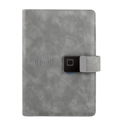 Newest design  A5 fingerprint lock notebook  with wireless power bank