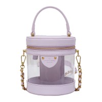 Fashion Designers Transparent PVC Leather Girls Round Clutch Chain Zipper Crossbody Bag  Kids Jelly Women Purses and Handbags