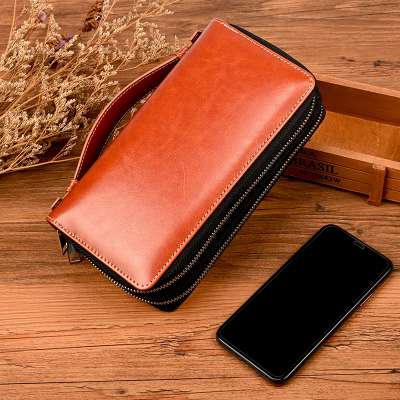 New Design 5000mAh 10000mAh Wire and Wireless Charging Long Wallet Men Multifunctional Power Bank Business Wallet