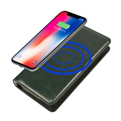 2020 Custom Logo Leather Wallet Portable Wireless Charger Wallet With Power Bank And USB Cable